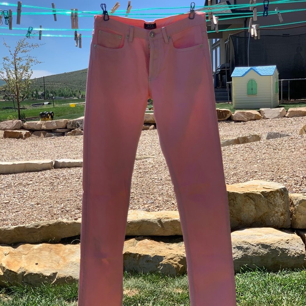 Pink denim jeans